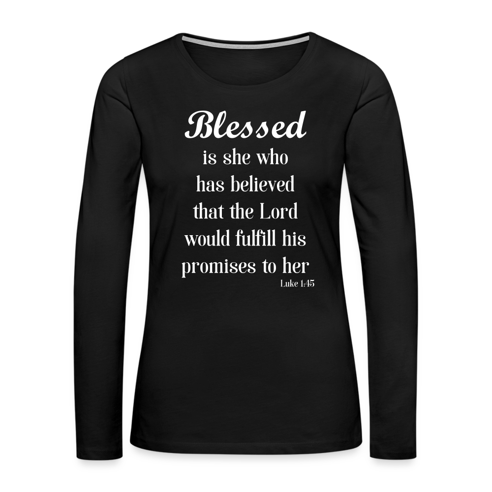 Blessed Is She Women's Premium Long Sleeve T-Shirt - black