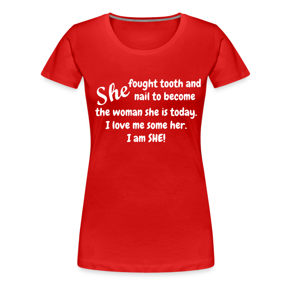She Fought Women’s Premium T-Shirt - red
