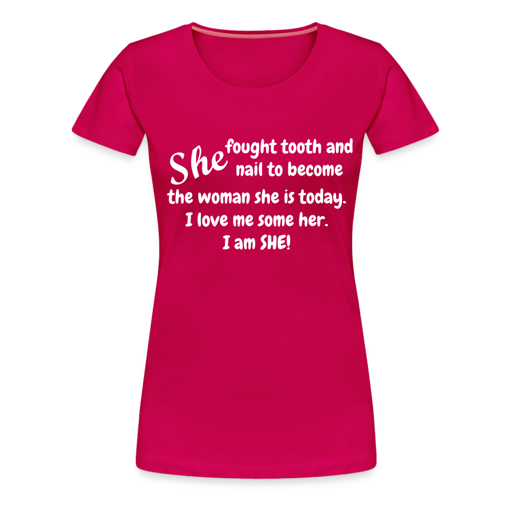 She Fought Women’s Premium T-Shirt - dark pink