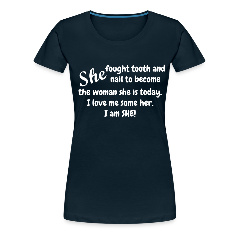 She Fought Women’s Premium T-Shirt - deep navy
