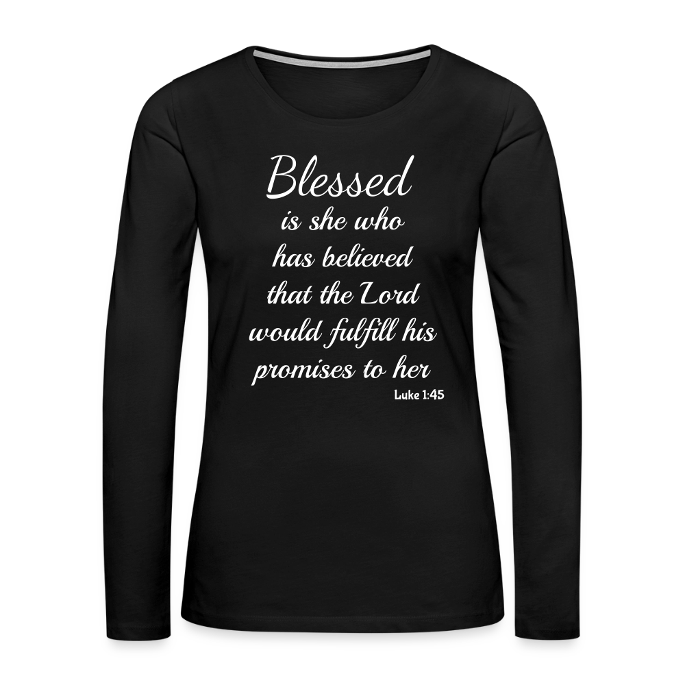 Blessed Is She Women's Premium Long Sleeve T-Shirt - black