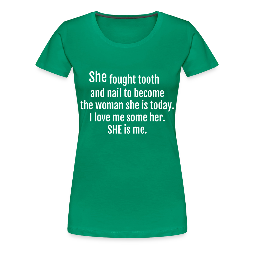 She Fought Women’s Premium T-Shirt - kelly green