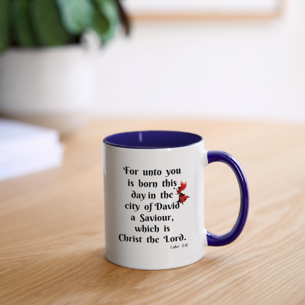 A Saviour Contrast Coffee Mug - white/cobalt blue