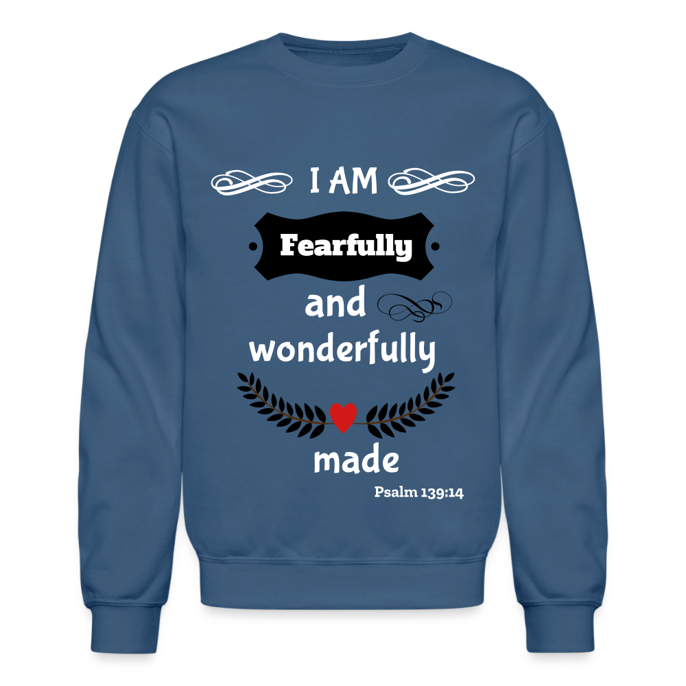 Fearfully Wonderfully Made Unisex Sweatshirt - indigo blue