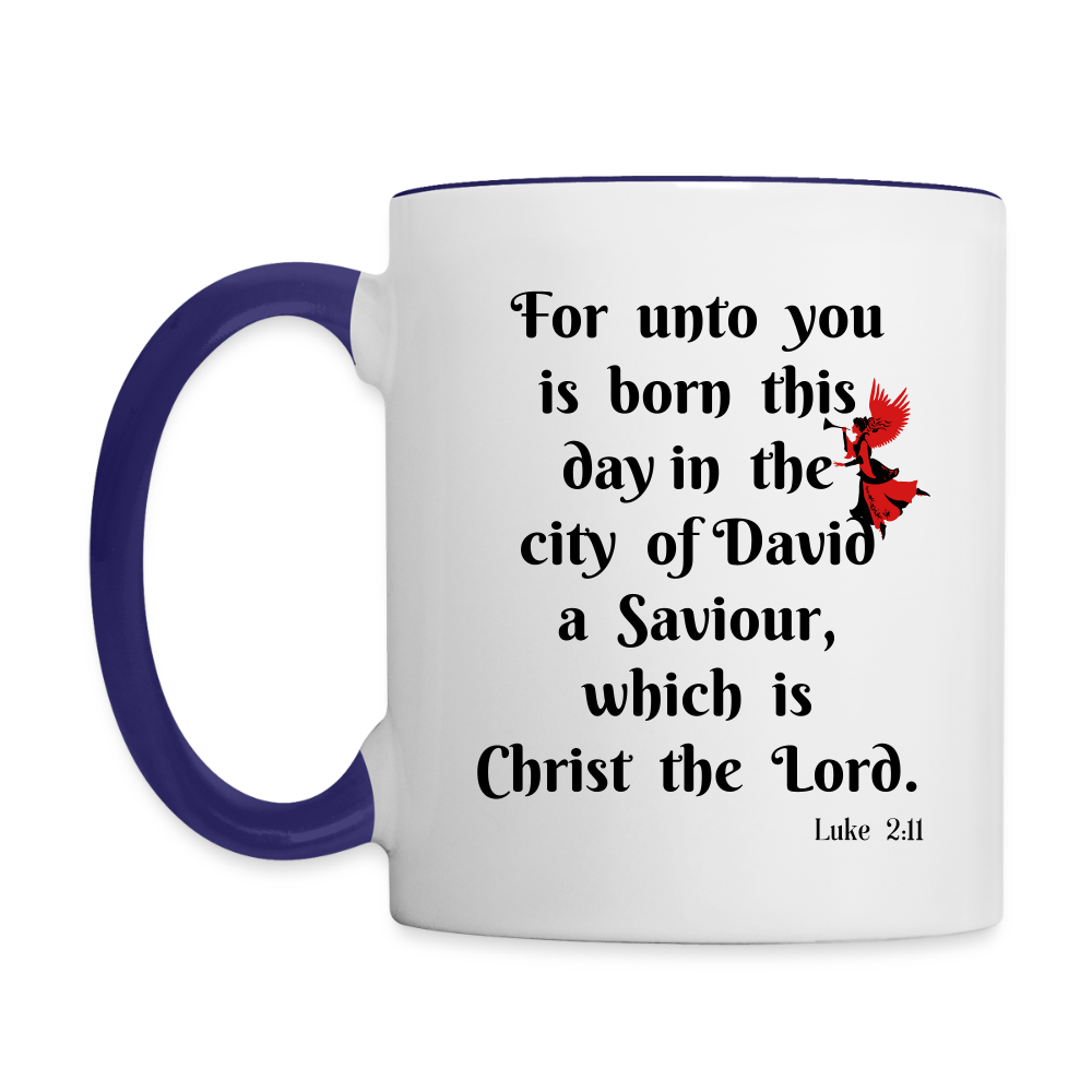 A Saviour Contrast Coffee Mug - white/cobalt blue