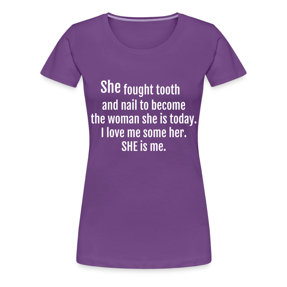 She Fought Women’s Premium T-Shirt - purple