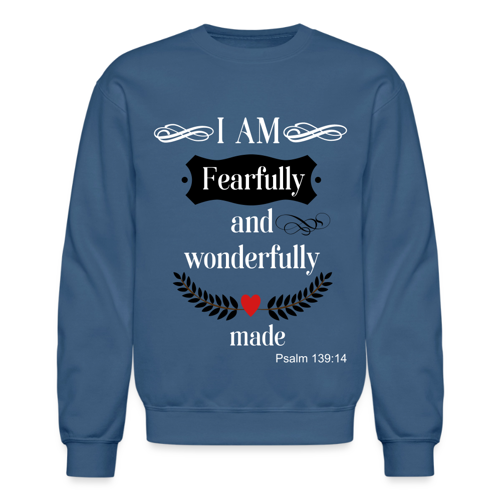 Fearfully Wonderfully Made Unisex Sweatshirt - indigo blue