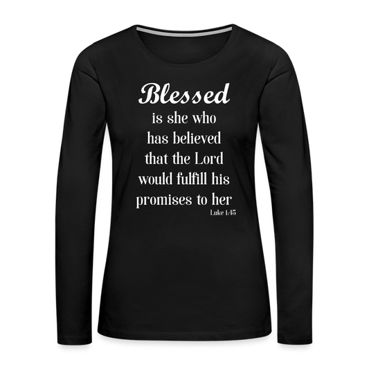 Blessed Is She Women's Premium Long Sleeve T-Shirt - black