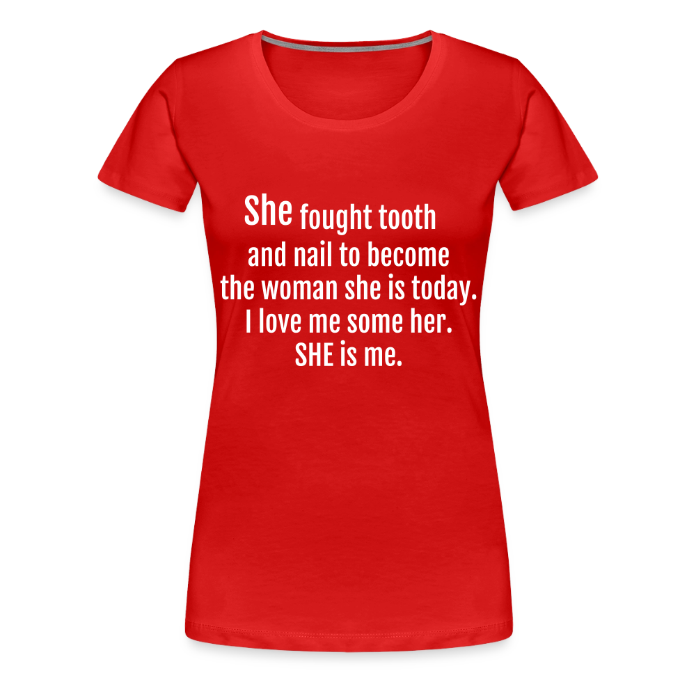 She Fought Women’s Premium T-Shirt - red