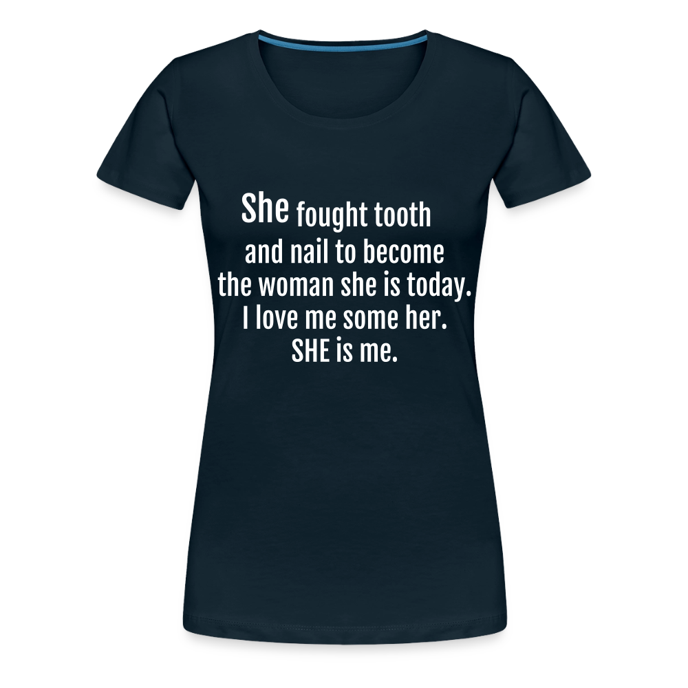 She Fought Women’s Premium T-Shirt - deep navy