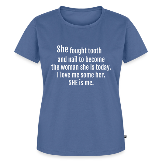 She Fought Women’s Premium T-Shirt - stone blue