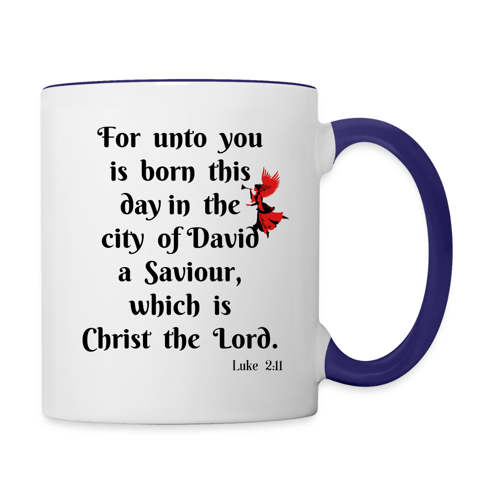 A Saviour Contrast Coffee Mug - white/cobalt blue
