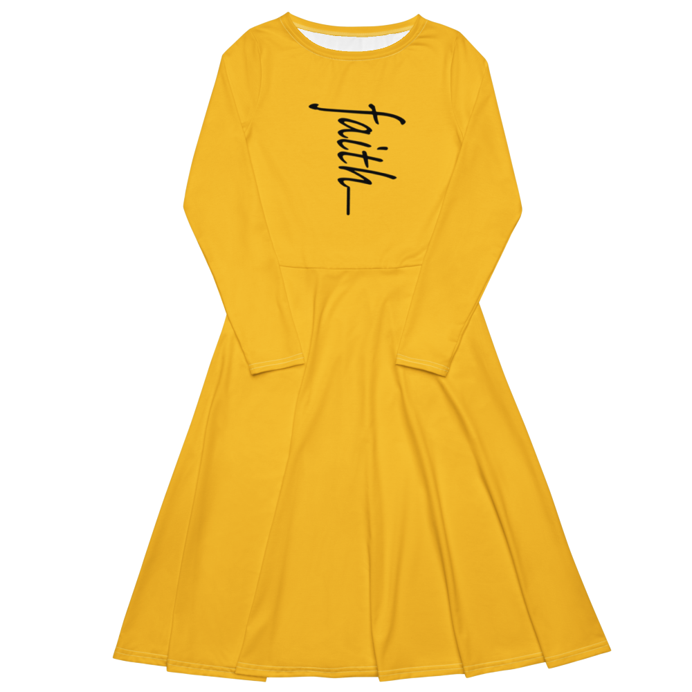 Faith All-over print long sleeve midi dress