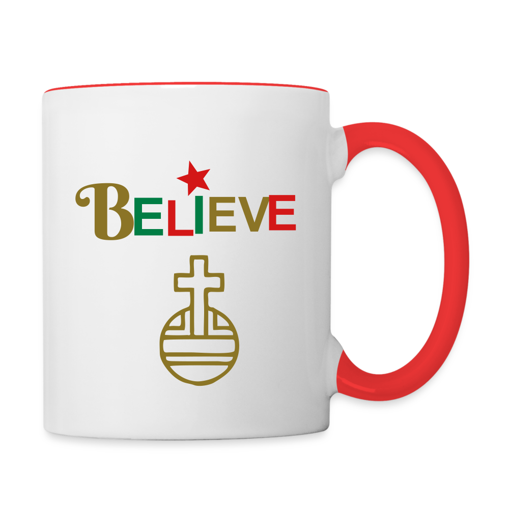Believe Contrast Coffee Mug - white/red