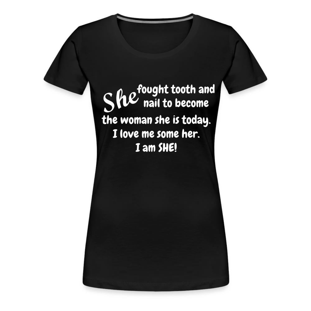 She Fought Women’s Premium T-Shirt - black