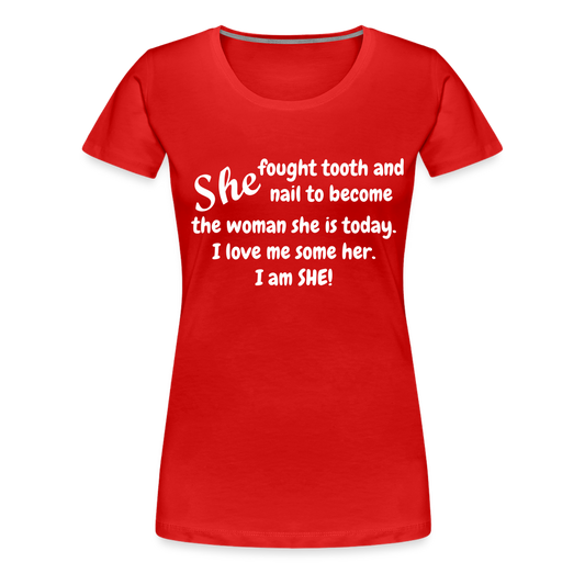 She Fought Women’s Premium T-Shirt - red