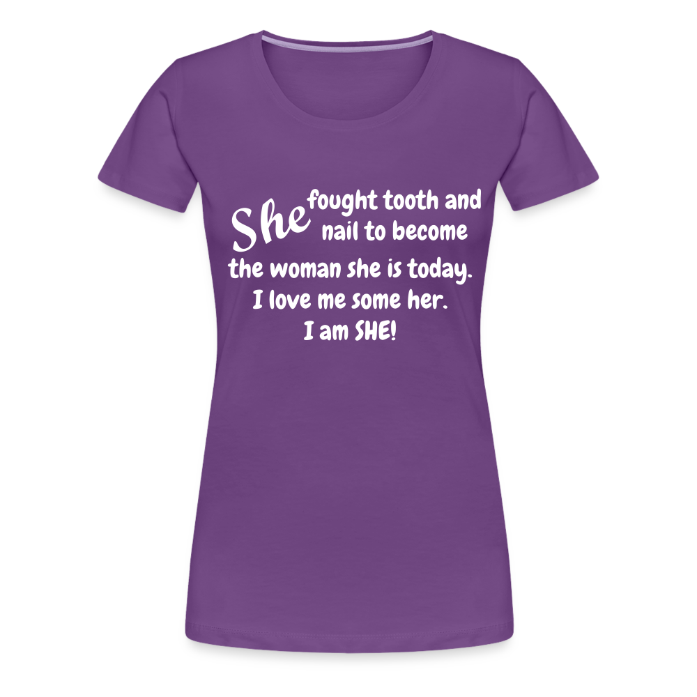 She Fought Women’s Premium T-Shirt - purple