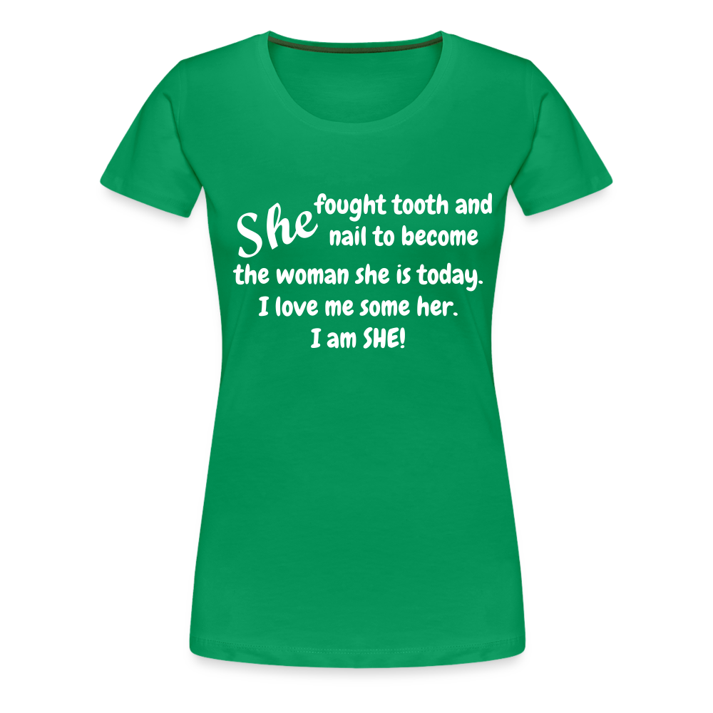She Fought Women’s Premium T-Shirt - kelly green