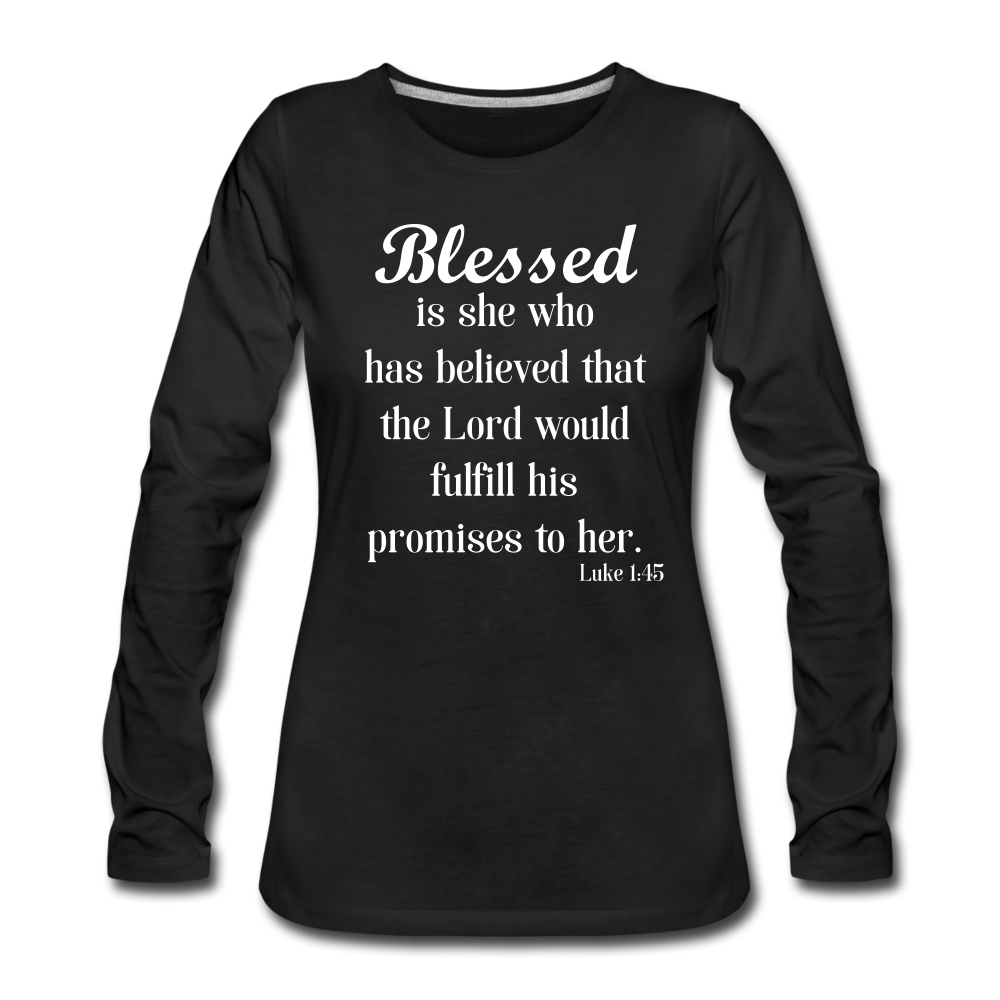 Blessed Is She Women's Premium Long Sleeve T-Shirt - black