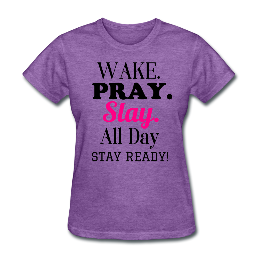 Wake Pray Slay Women's T-Shirt - purple heather