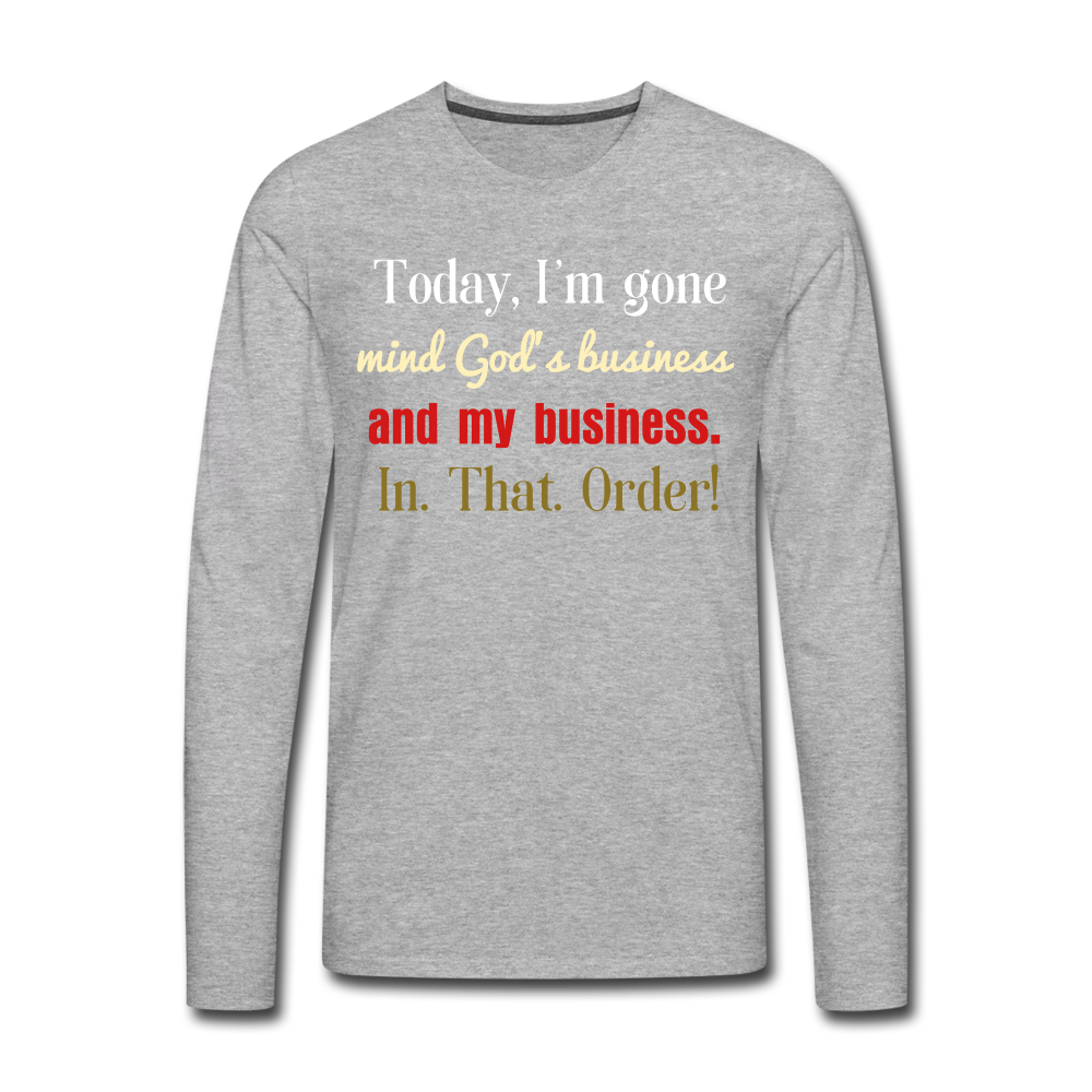 God's Business Men's Premium Long Sleeve T-Shirt - heather gray