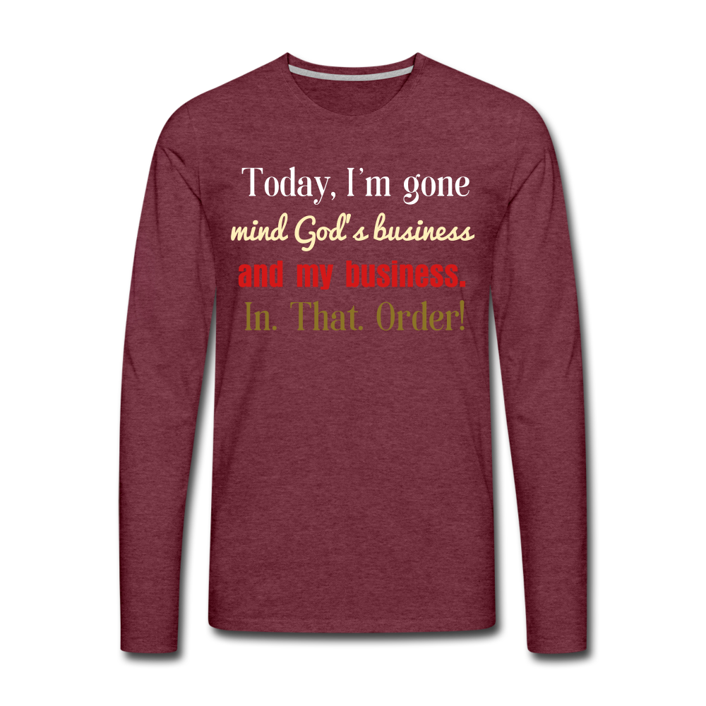 God's Business Men's Premium Long Sleeve T-Shirt - heather burgundy