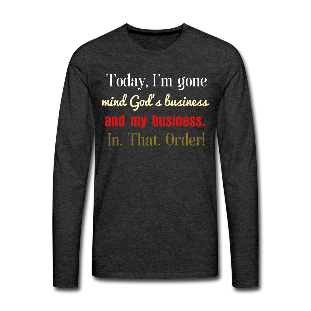 God's Business Men's Premium Long Sleeve T-Shirt - charcoal grey