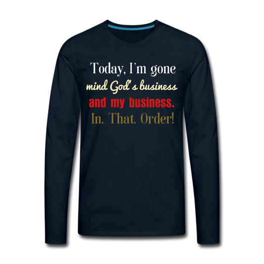 God's Business Men's Premium Long Sleeve T-Shirt - deep navy