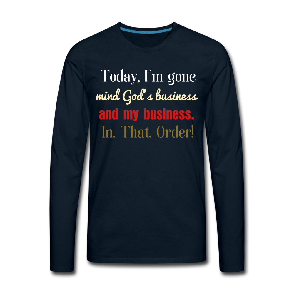 God's Business Men's Premium Long Sleeve T-Shirt - deep navy