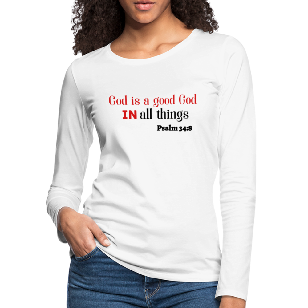 Good God Women's Premium Long Sleeve T-Shirt - white